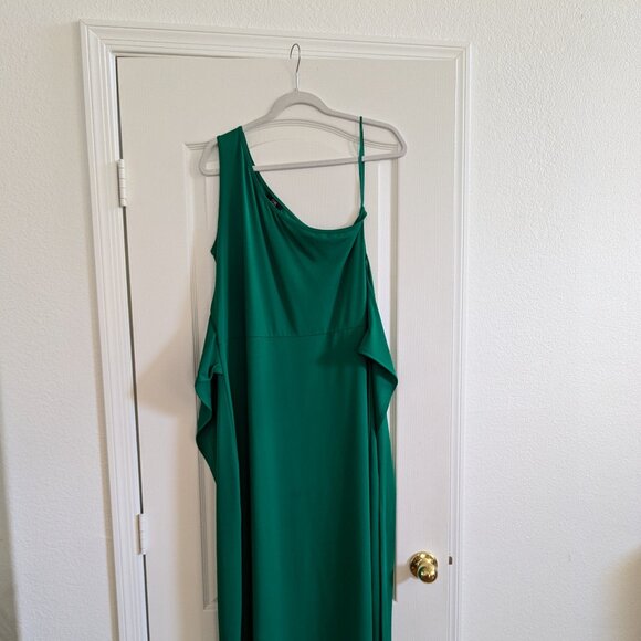 Jacob - Long Emerald Green One-Shoulder Dress (Size L) - LIKE NEW!!! - Picture 1 of 6